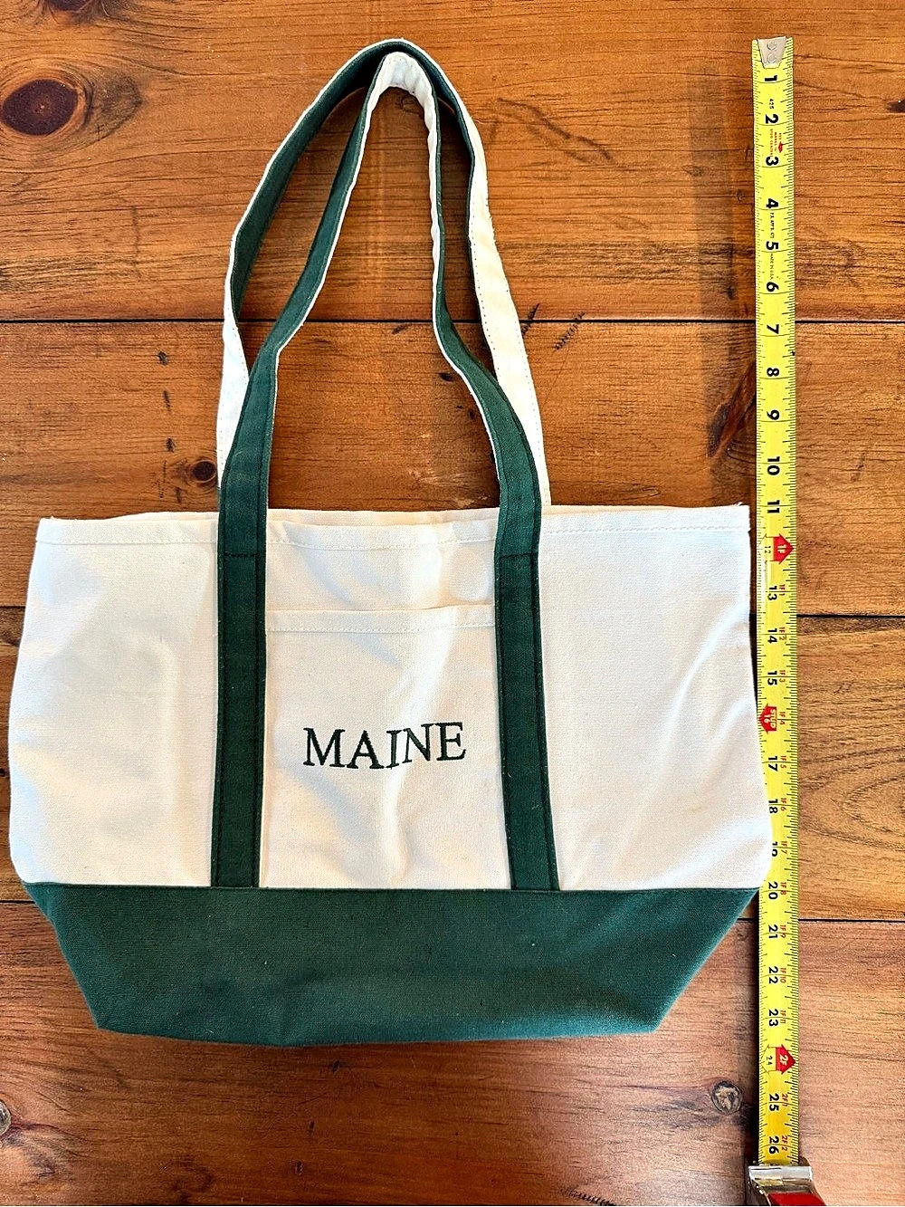 Boat and Tote Green & White Canvas Tote